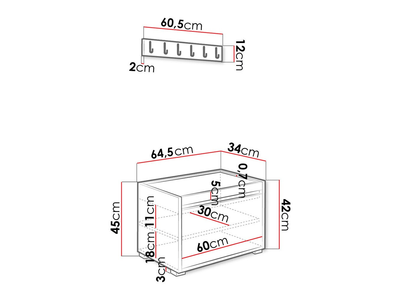 Set arredo da corridoio Comfivo Pinus VII (Bianco + Manila 32)