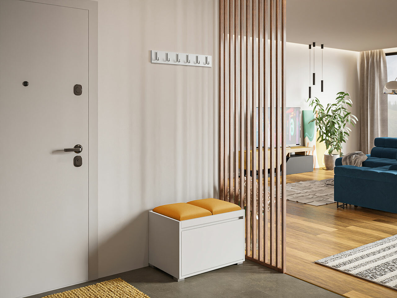 Set arredo da corridoio Comfivo Pinus VI (Bianco + Manila 32)