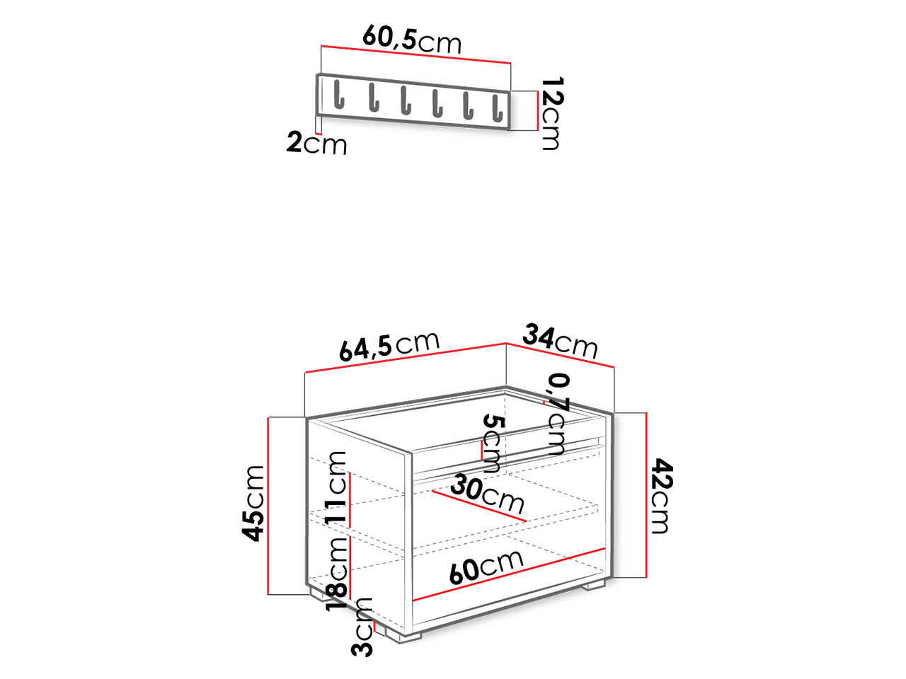 Set arredo da corridoio Comfivo Pinus VI (Bianco + Manila 32)