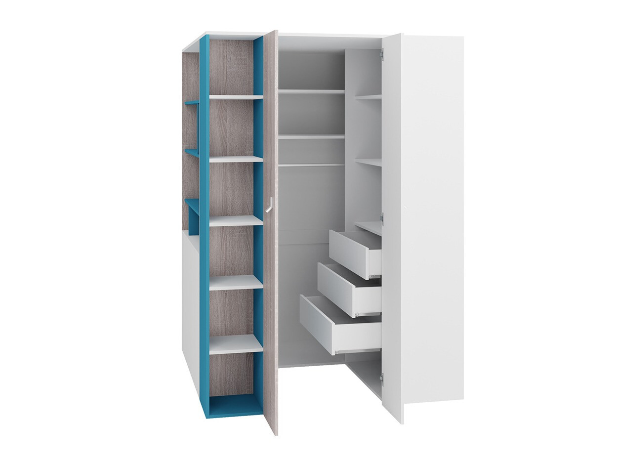 Set Camerette per bambini Camteso 115 (Bianco + Quercia + Turchese)