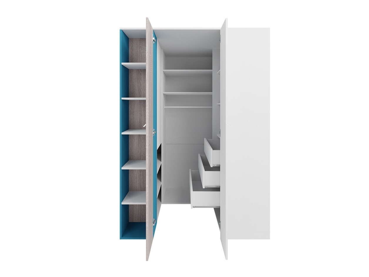 Set Camerette per bambini Camteso 115 (Bianco + Quercia + Turchese)