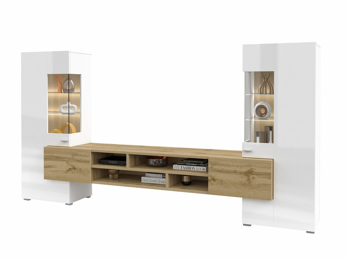 Parete attrezzata Mondalo 101 (Quercia di Wotan + Bianco lucido)