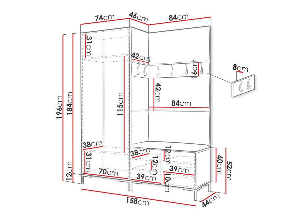 Set arredo da corridoio Nomal I (Craft quercia)