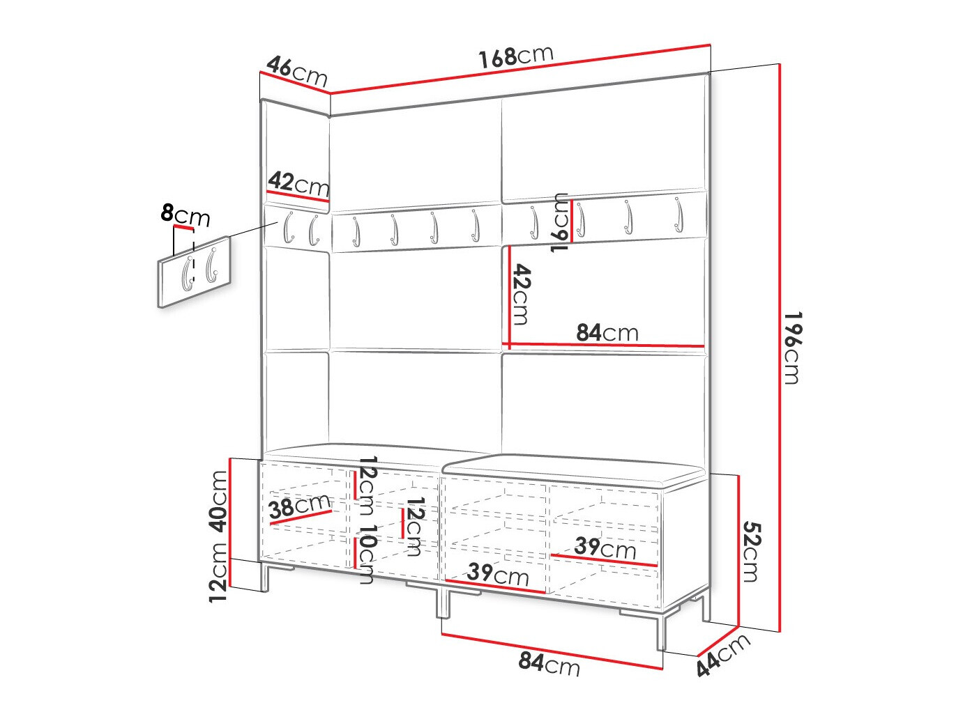 Set arredo da corridoio Nomal V (Nero)