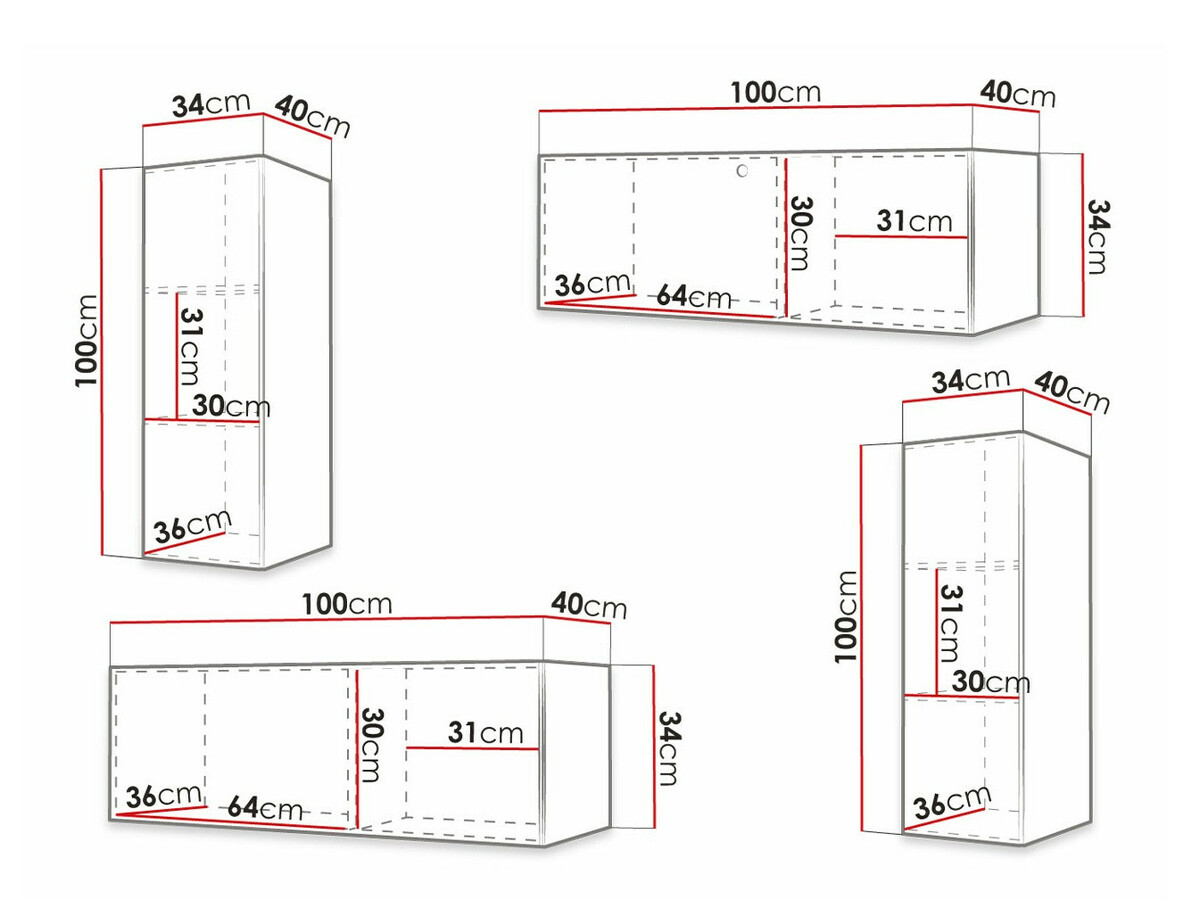 Parete attrezzata Anulio I (Bianco)