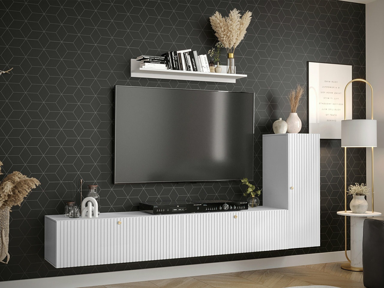 Parete attrezzata Anulio III (Bianco)