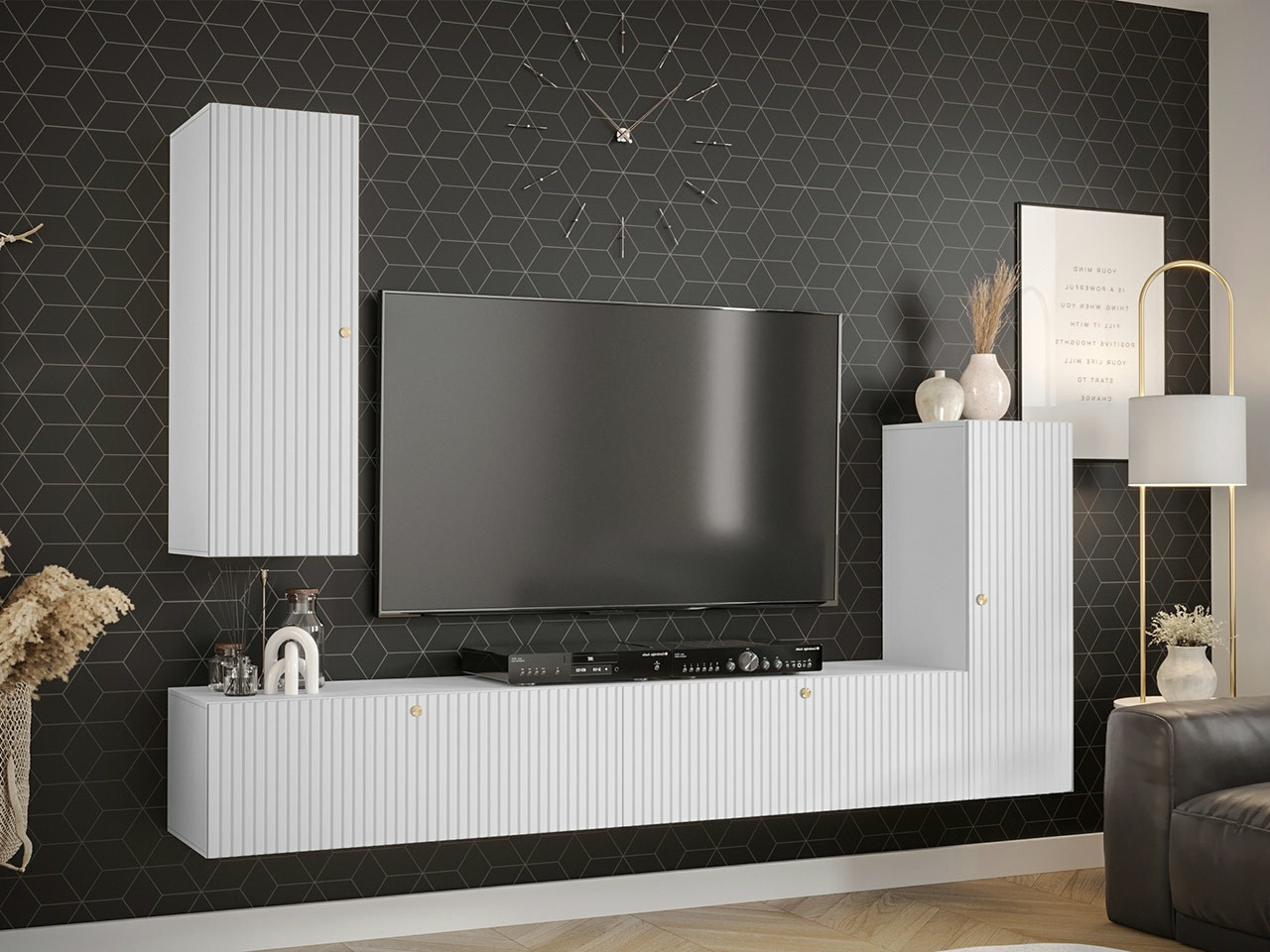 Parete attrezzata Elblaru 107 (Bianco)