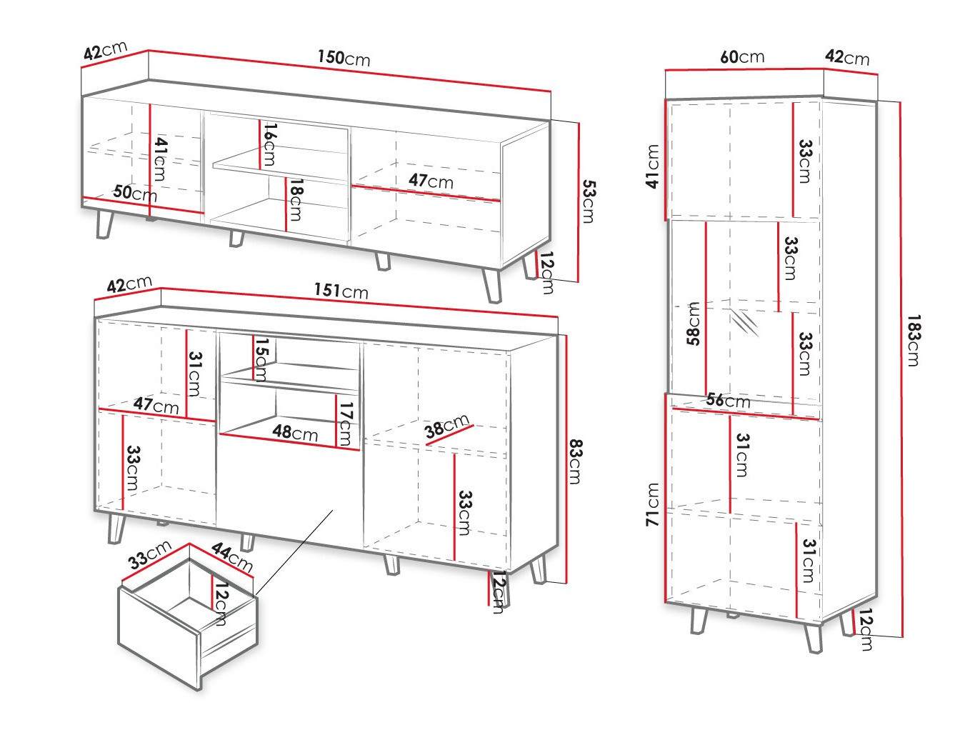 Parete attrezzata Remeta 111 (Nero + Quercia di Wotan)