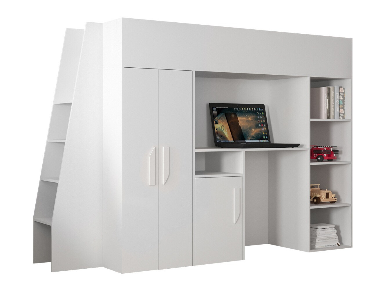 Letto alto Hartford 355 (Bianco + Bianco lucido)