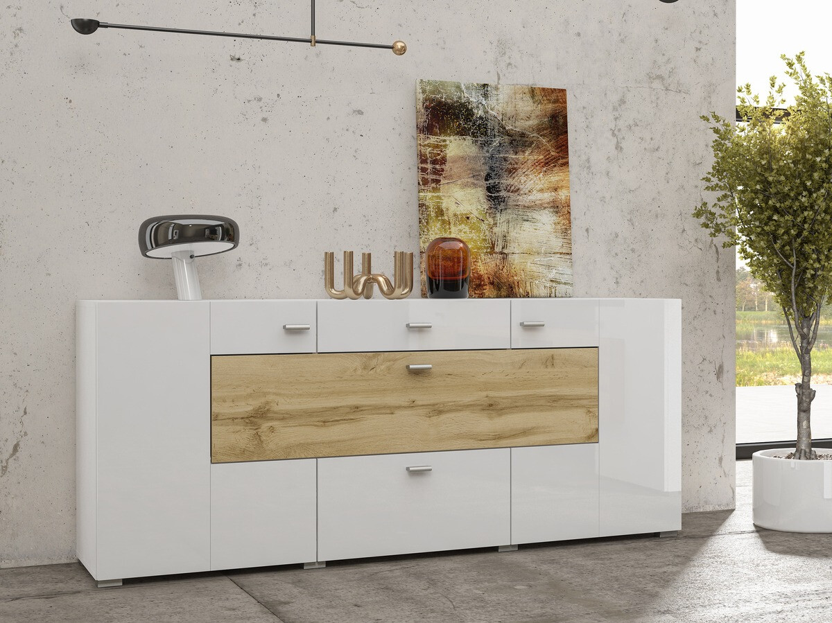 Cassettiera Mondalo 104 (Quercia di Wotan + Bianco lucido)