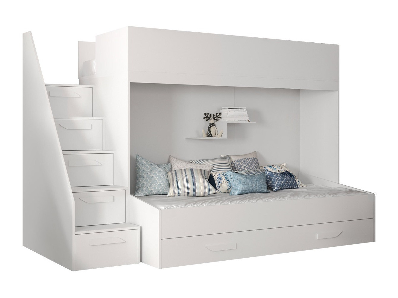Letto a castello Hartford 356 (Bianco + Bianco lucido)