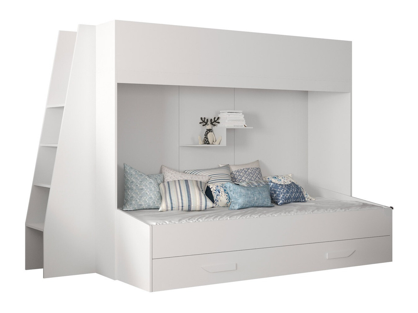 Letto a castello Hartford 357 (Bianco + Bianco lucido)