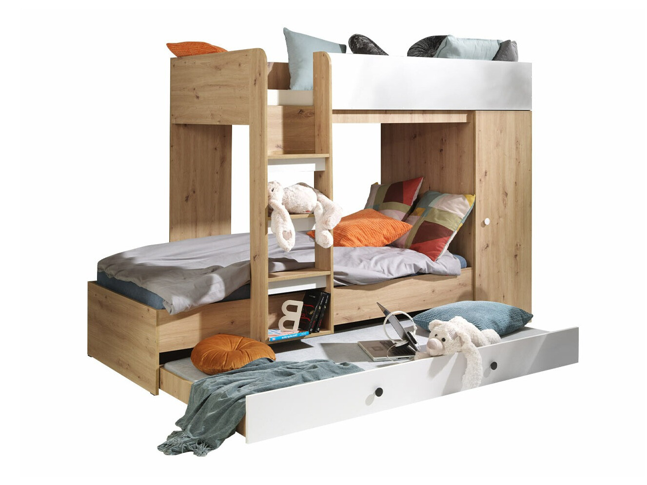 Letto a castello Hartford 360 (Rovere Artisan + Bianco)