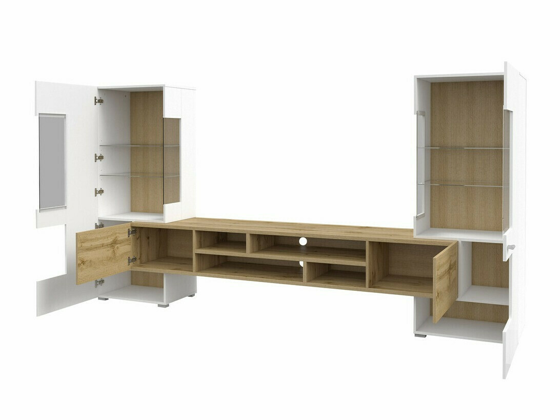 Parete attrezzata Mondalo 105 (Quercia di Wotan + Bianco lucido)