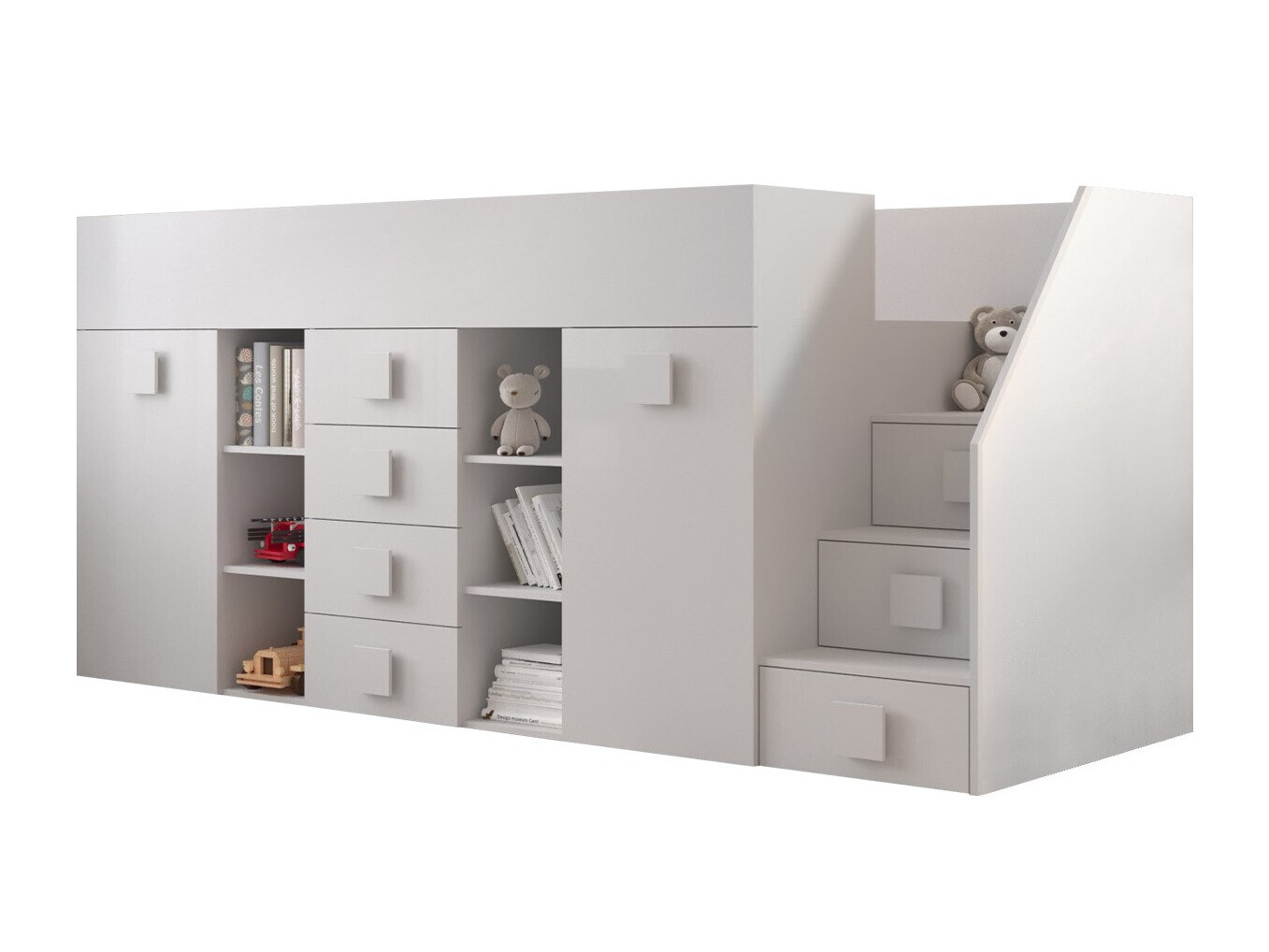 Letto alto Hartford 366 (Bianco + Bianco lucido)