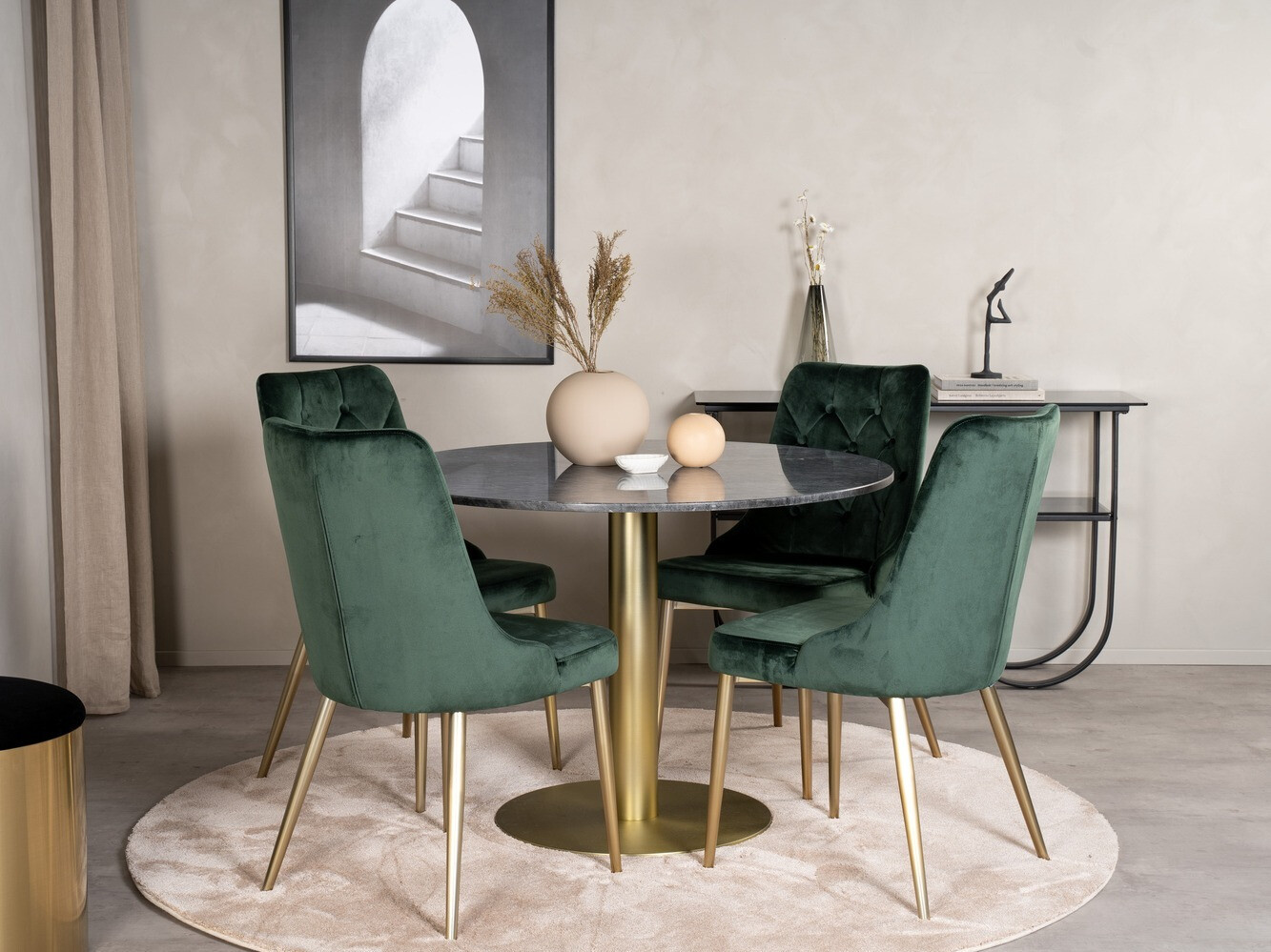 Set sala da pranzo Dallas 370 (Verde + D'oro)