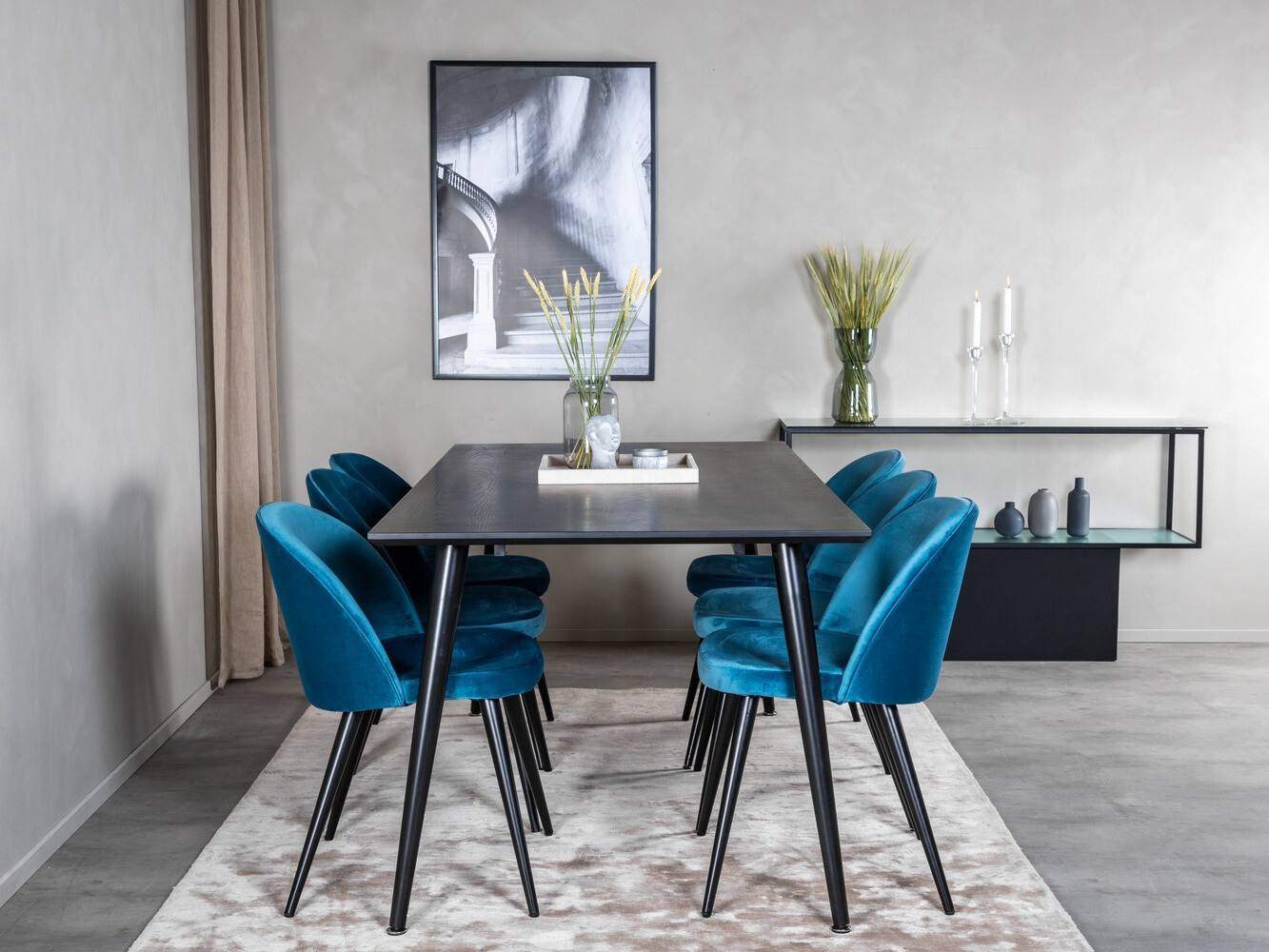 Set sala da pranzo Dallas 1335 (Blu + Nero)
