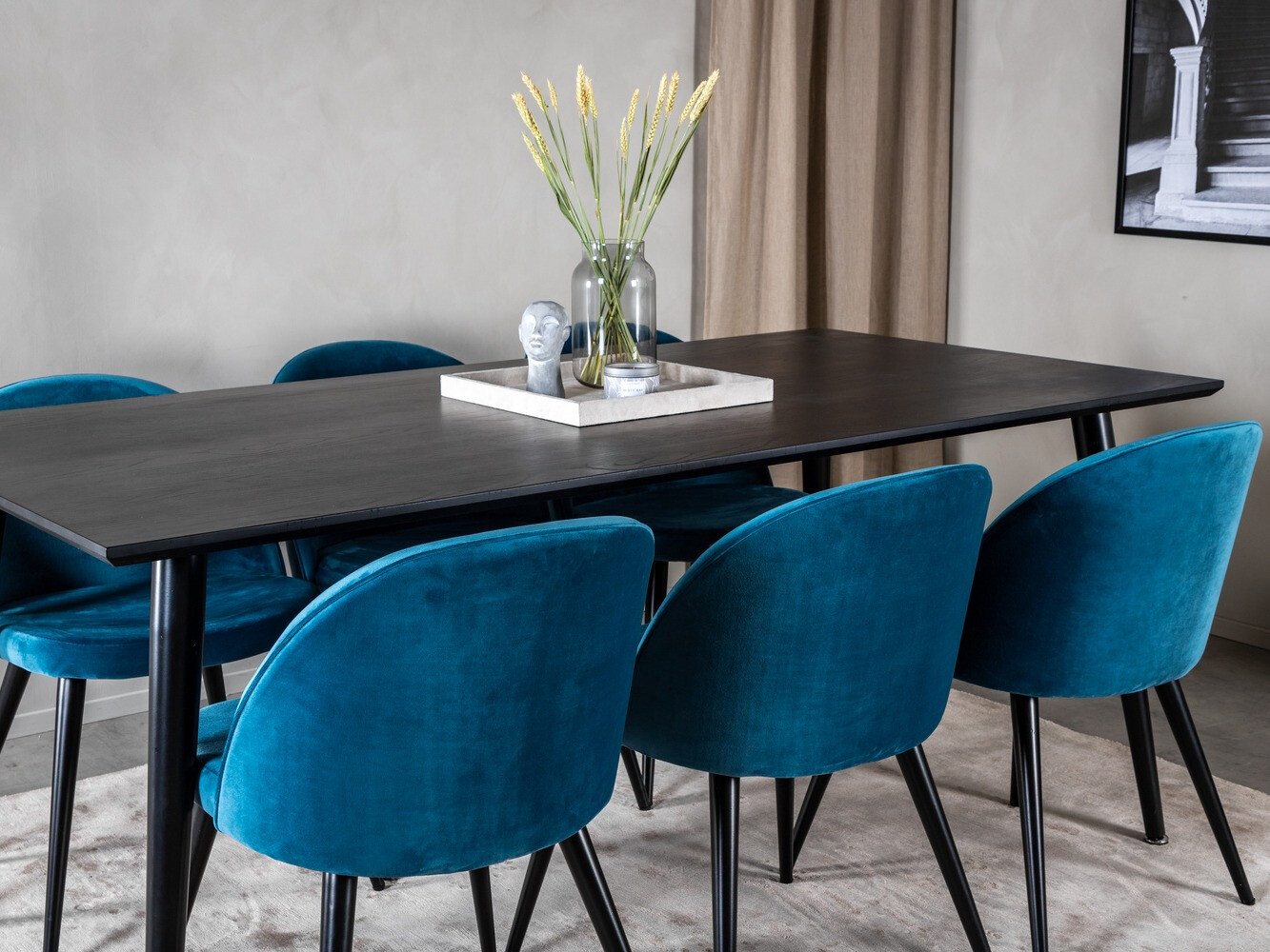 Set sala da pranzo Dallas 1335 (Blu + Nero)