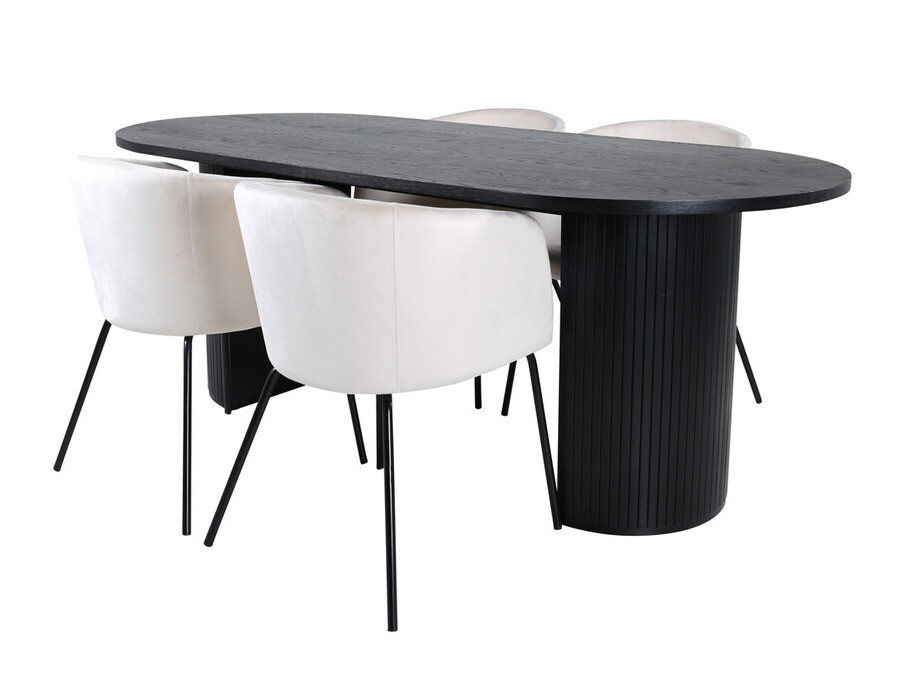 Set sala da pranzo Dallas 3313 (Nero + Beige)