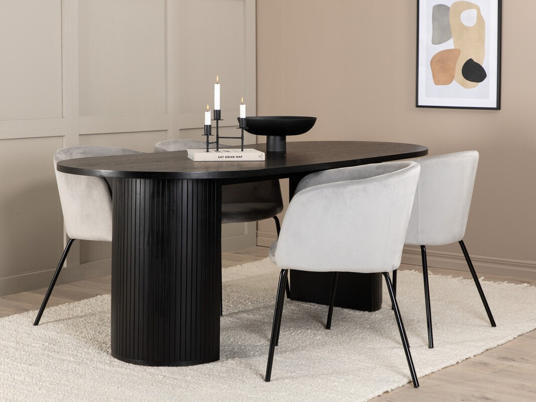 Set sala da pranzo Dallas 3313 (Nero + Grigio chiaro)