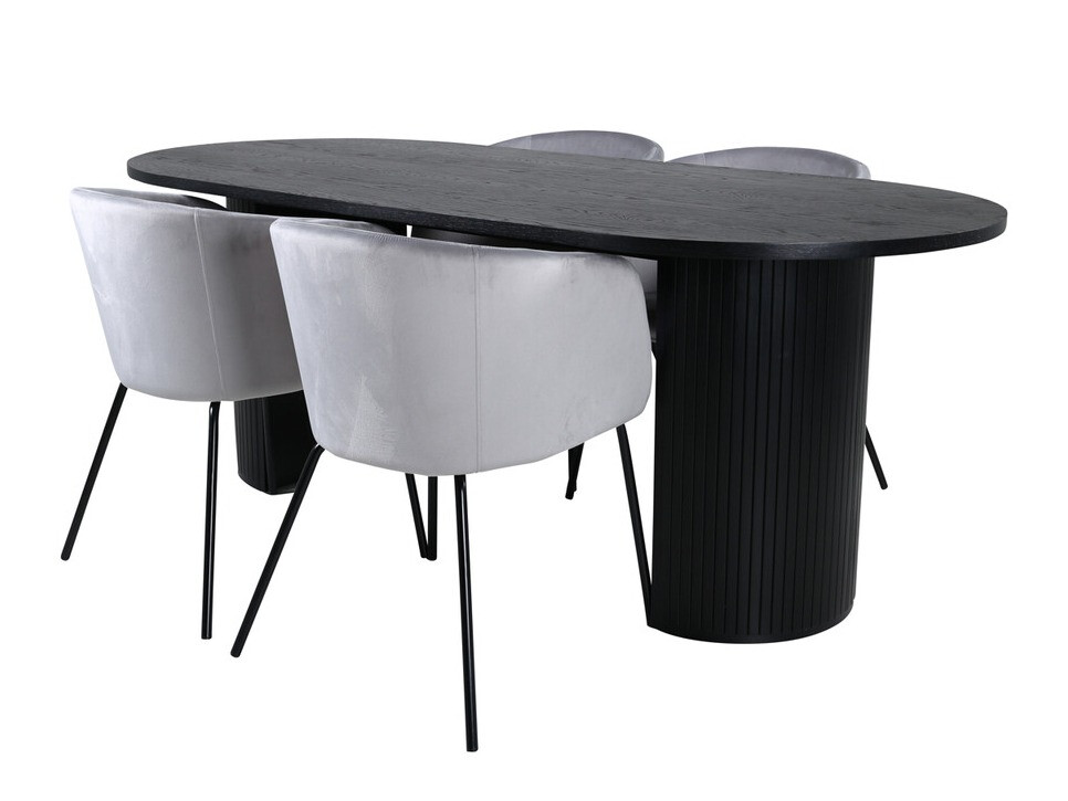 Set sala da pranzo Dallas 3313 (Nero + Grigio chiaro)