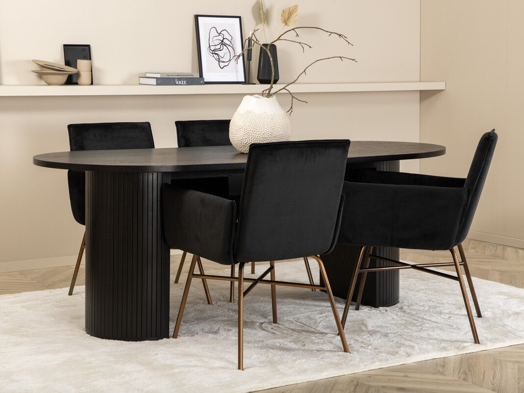 Set sala da pranzo Dallas 3315 (Nero + Rame)