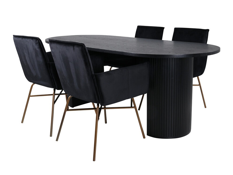 Set sala da pranzo Dallas 3315 (Nero + Rame)