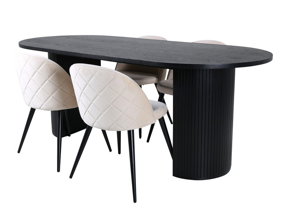 Set sala da pranzo Dallas 3321 (Nero + Beige)