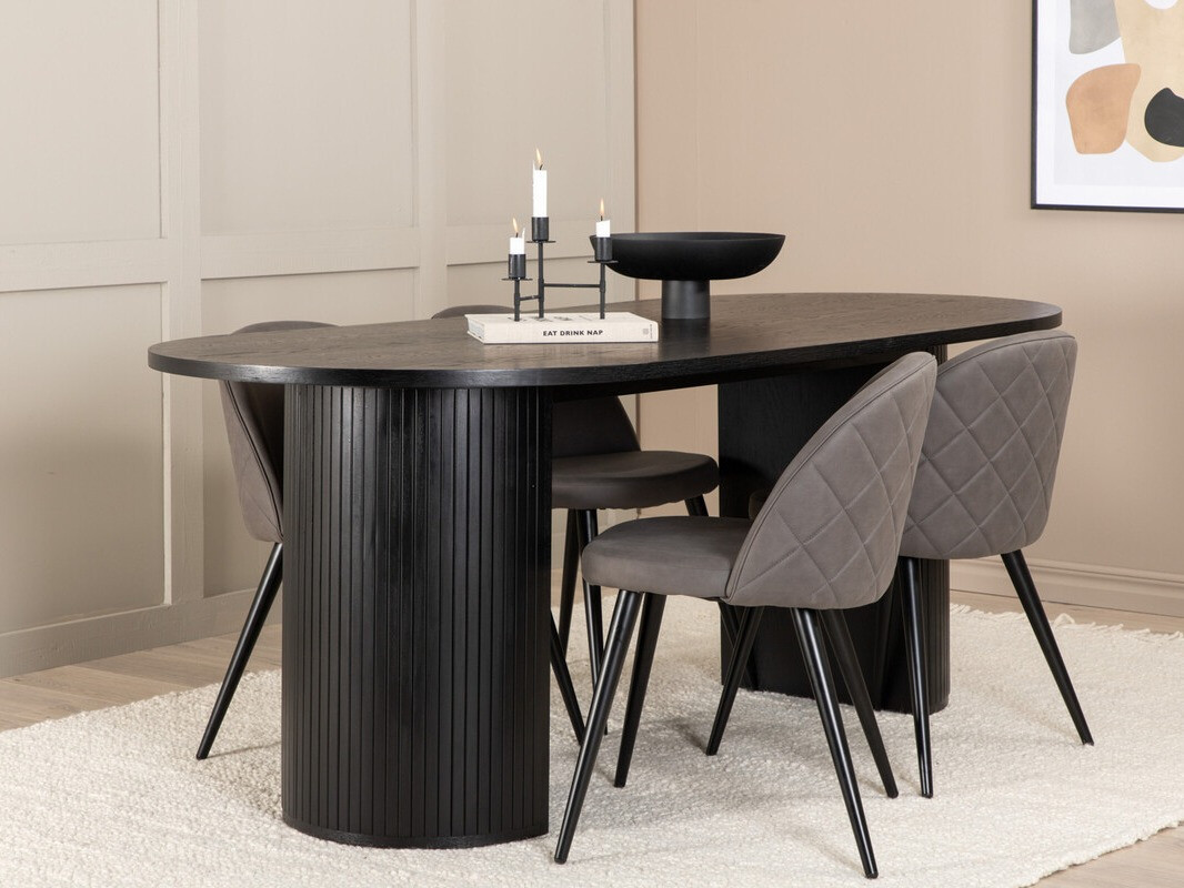 Set sala da pranzo Dallas 3321 (Nero + Grigio)