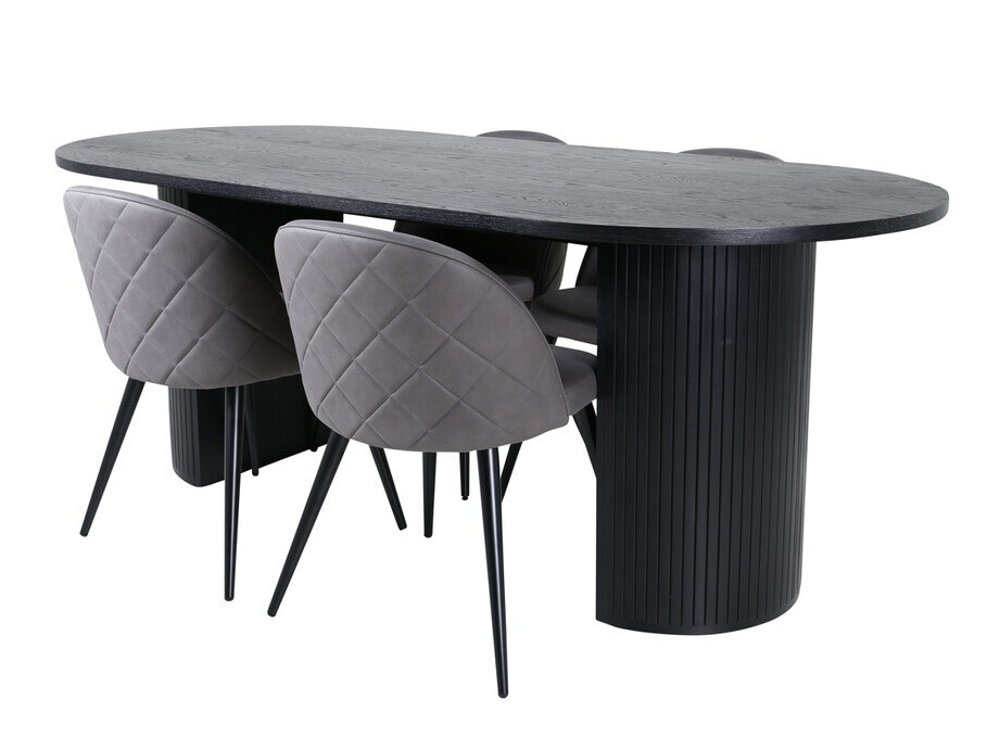 Set sala da pranzo Dallas 3321 (Nero + Grigio)