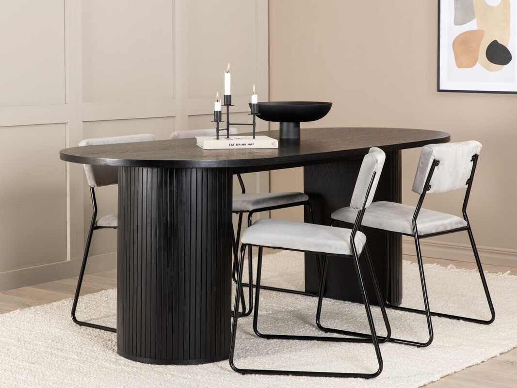 Set sala da pranzo Dallas 3322 (Nero + Grigio chiaro)