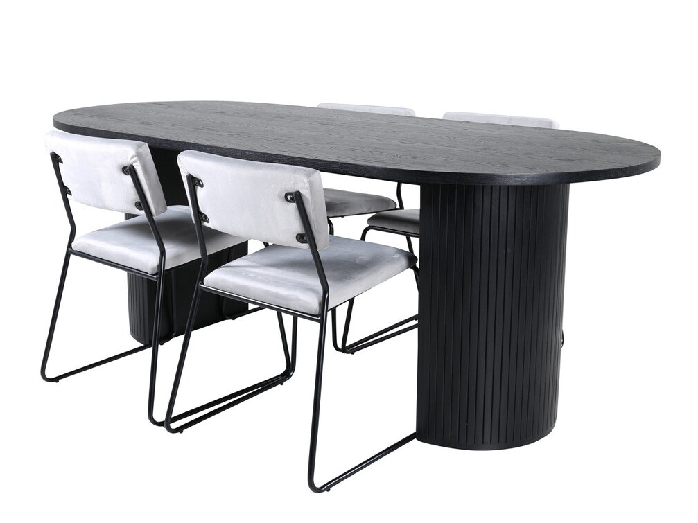 Set sala da pranzo Dallas 3322 (Nero + Grigio chiaro)