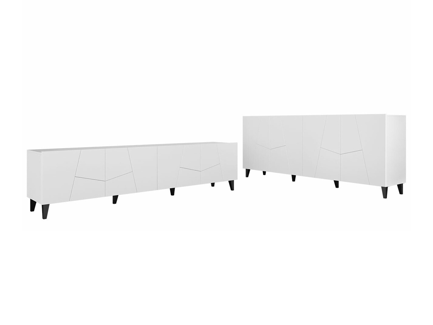 Parete attrezzata Charlotte 182 (Bianco + Nero)