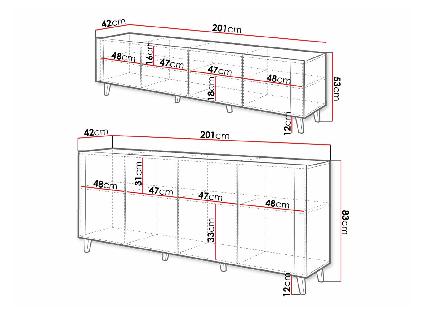 Parete attrezzata Charlotte 185 (Bianco + Craft quercia)
