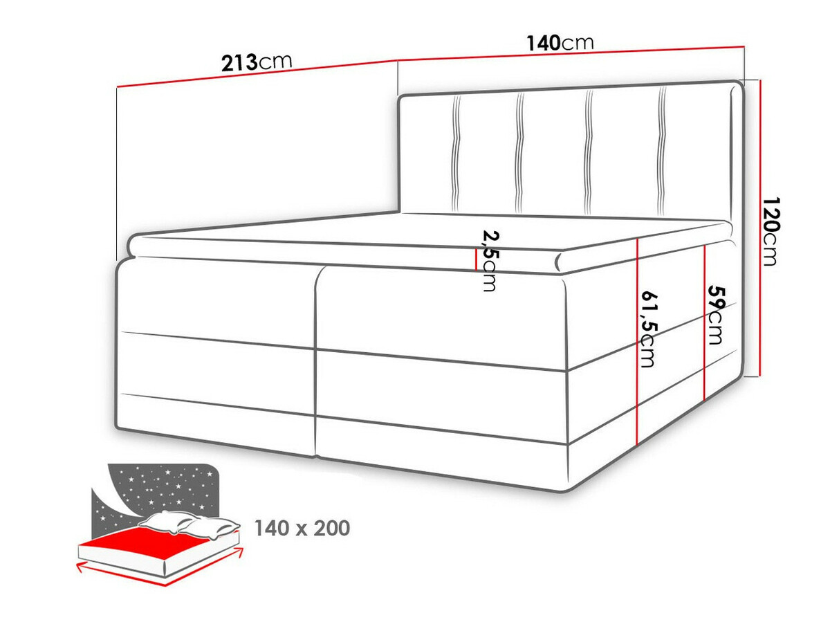 Letto continentale Villa (Kameleon 15 + Kameleon 63)