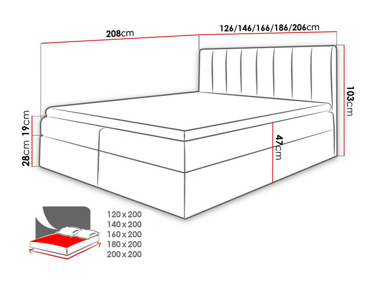 Letto continentale Culina (Soft 017 + Ikar 09)