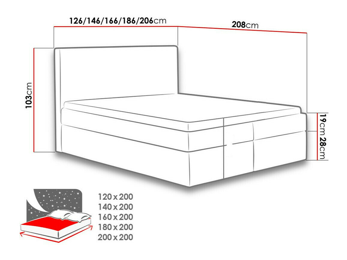 Letto continentale Nix (Velluto 10)