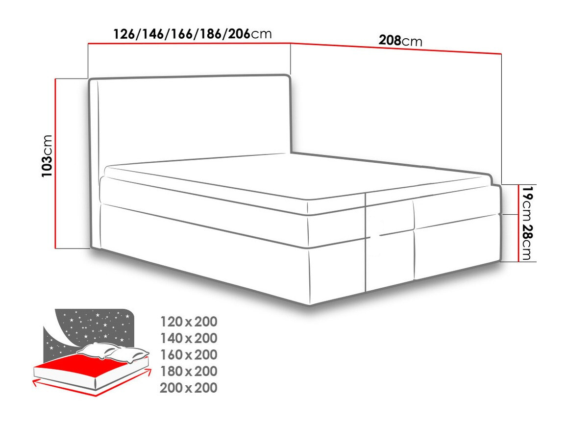 Letto continentale Nix (Velluto 3)