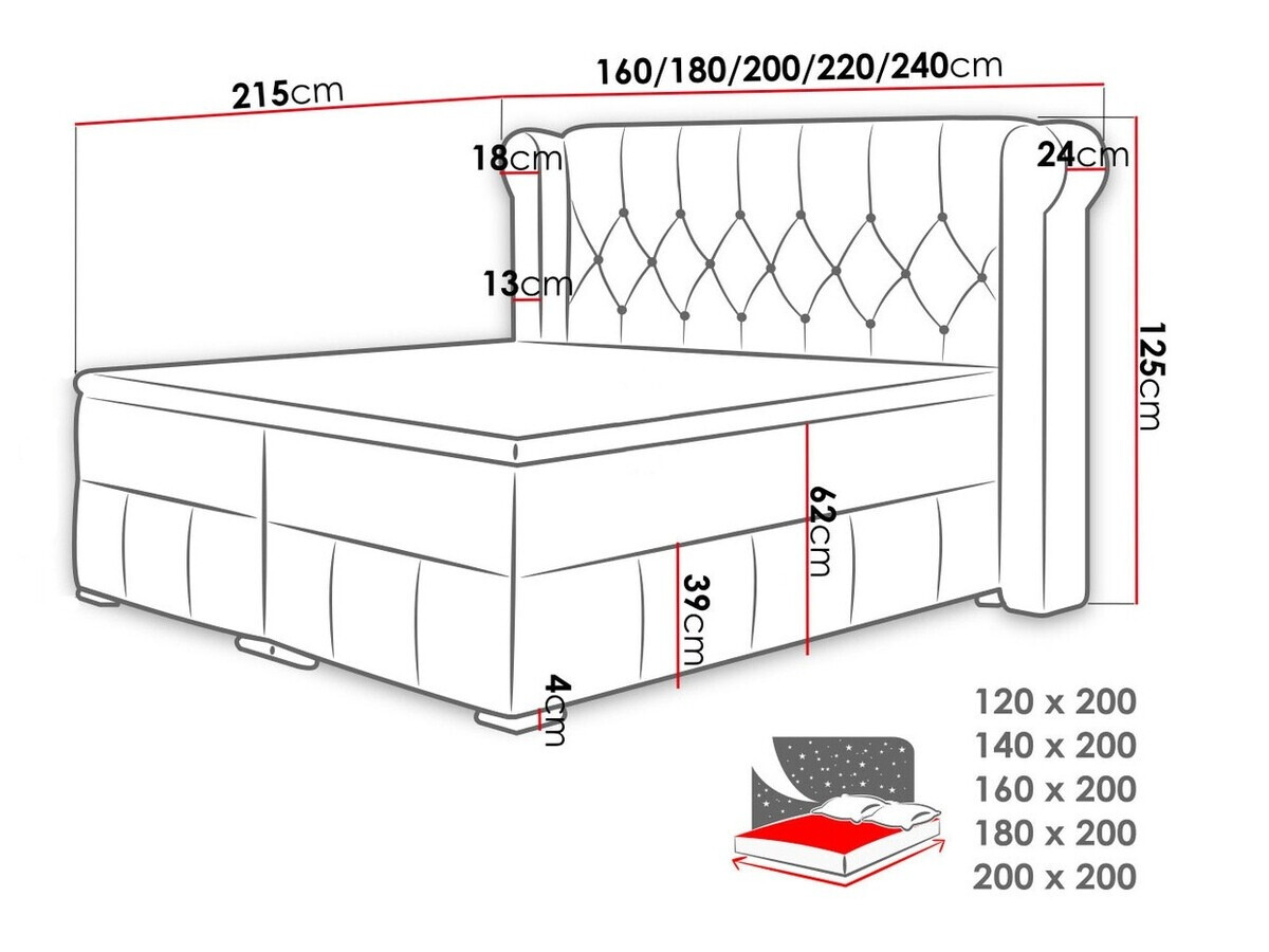 Letto continentale Ars (Magic Velvet 2217)