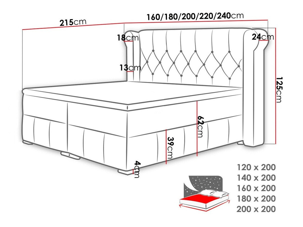 Letto continentale Ars (Magic Velvet 2217)