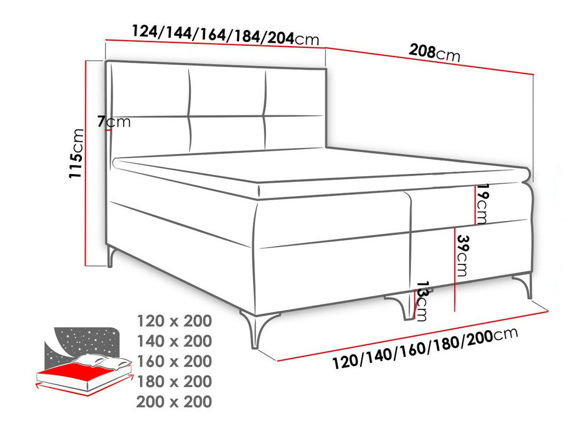 Letto continentale Mare (Magic Velvet 2250)