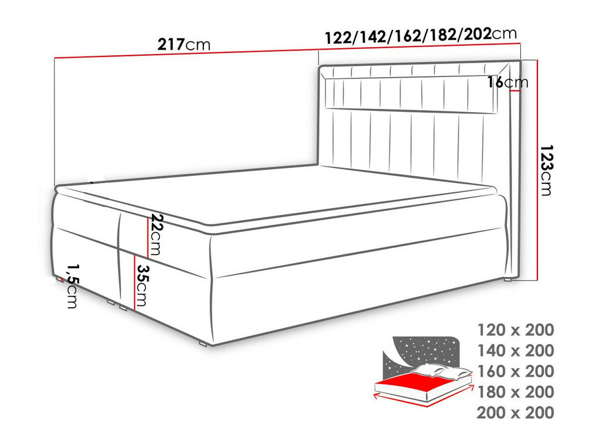 Letto continentale Pomum (Soft 029)