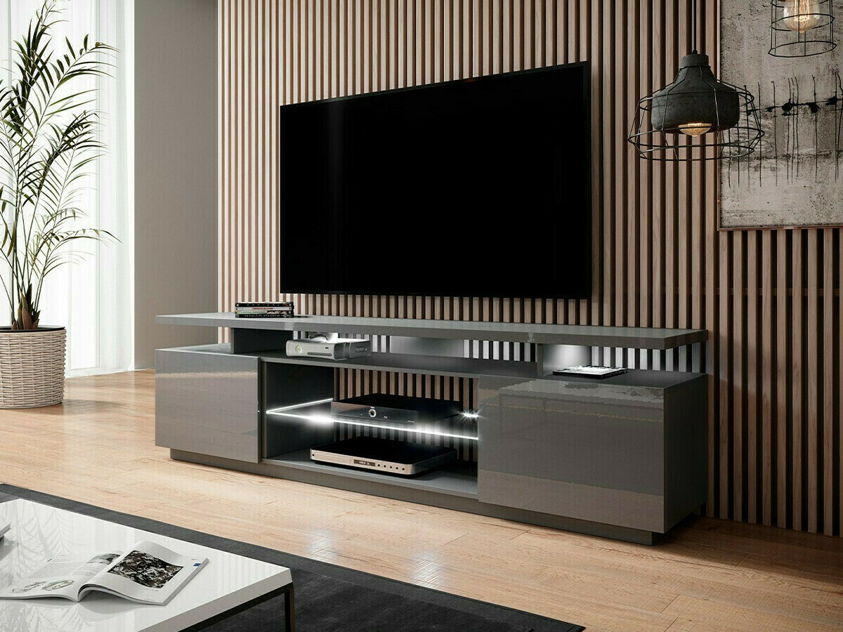 Mobile porta TV Figura (Grigio + Grigio lucido)
