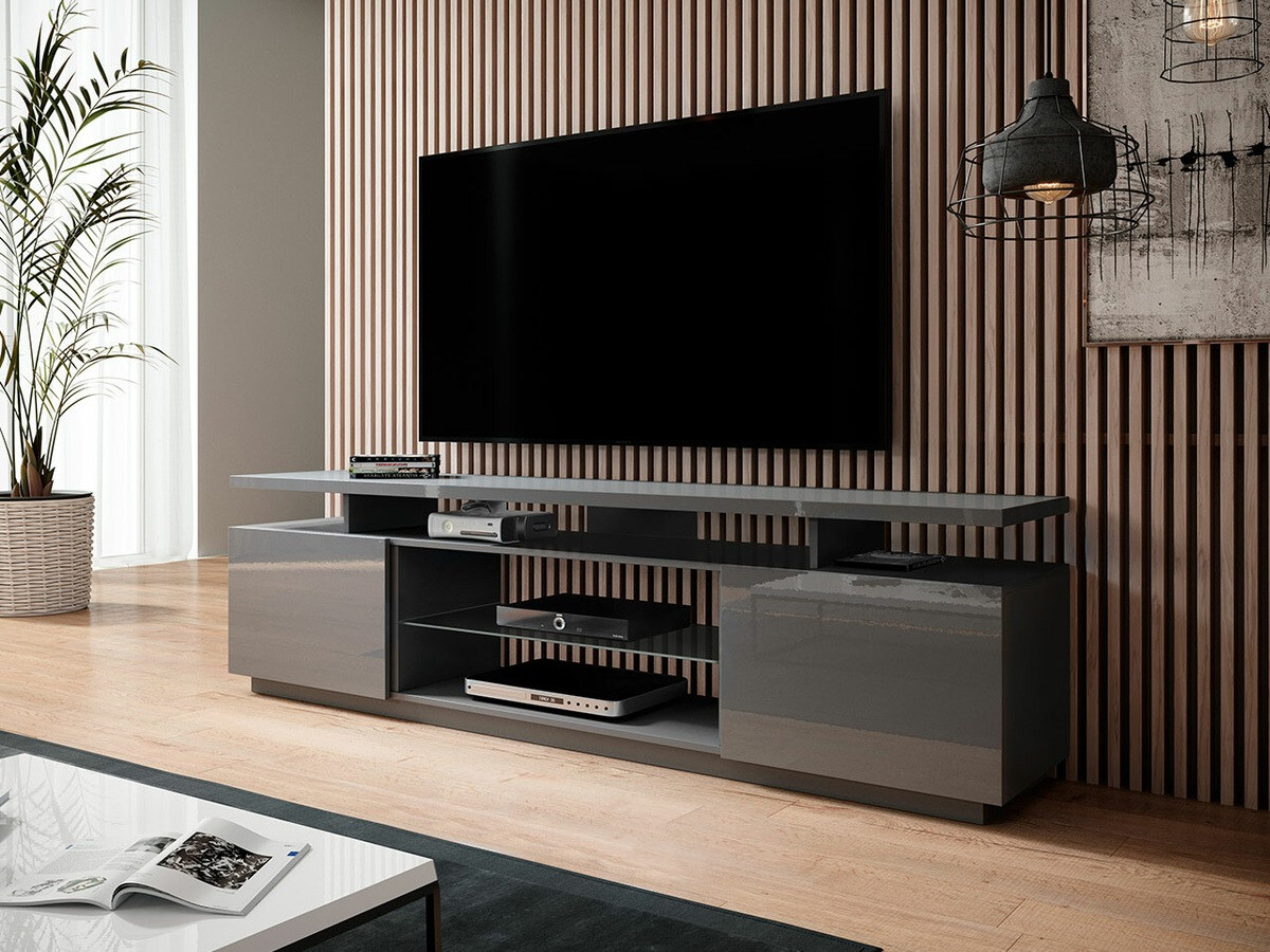 Mobile porta TV Figura (Grigio + Grigio lucido)