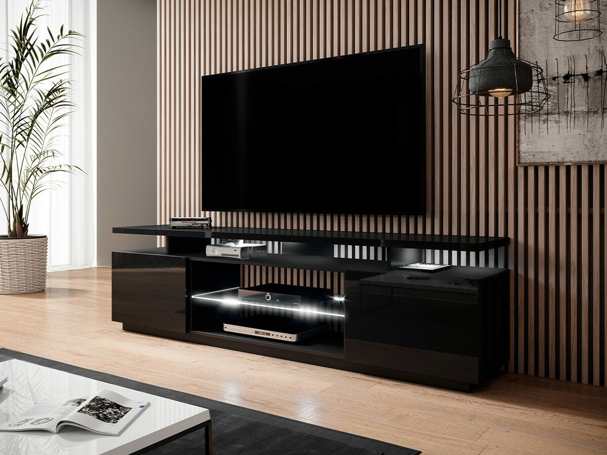 Mobile porta TV Figura (Nero + Nero lucido)