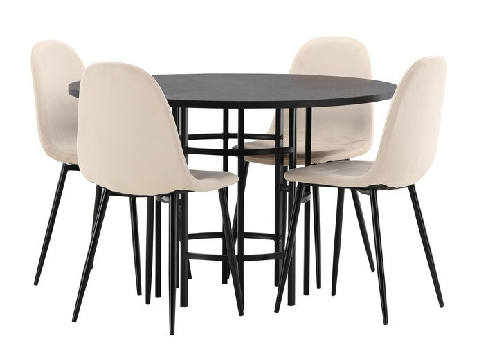 Set sala da pranzo Dallas 3424 (Nero + Beige)