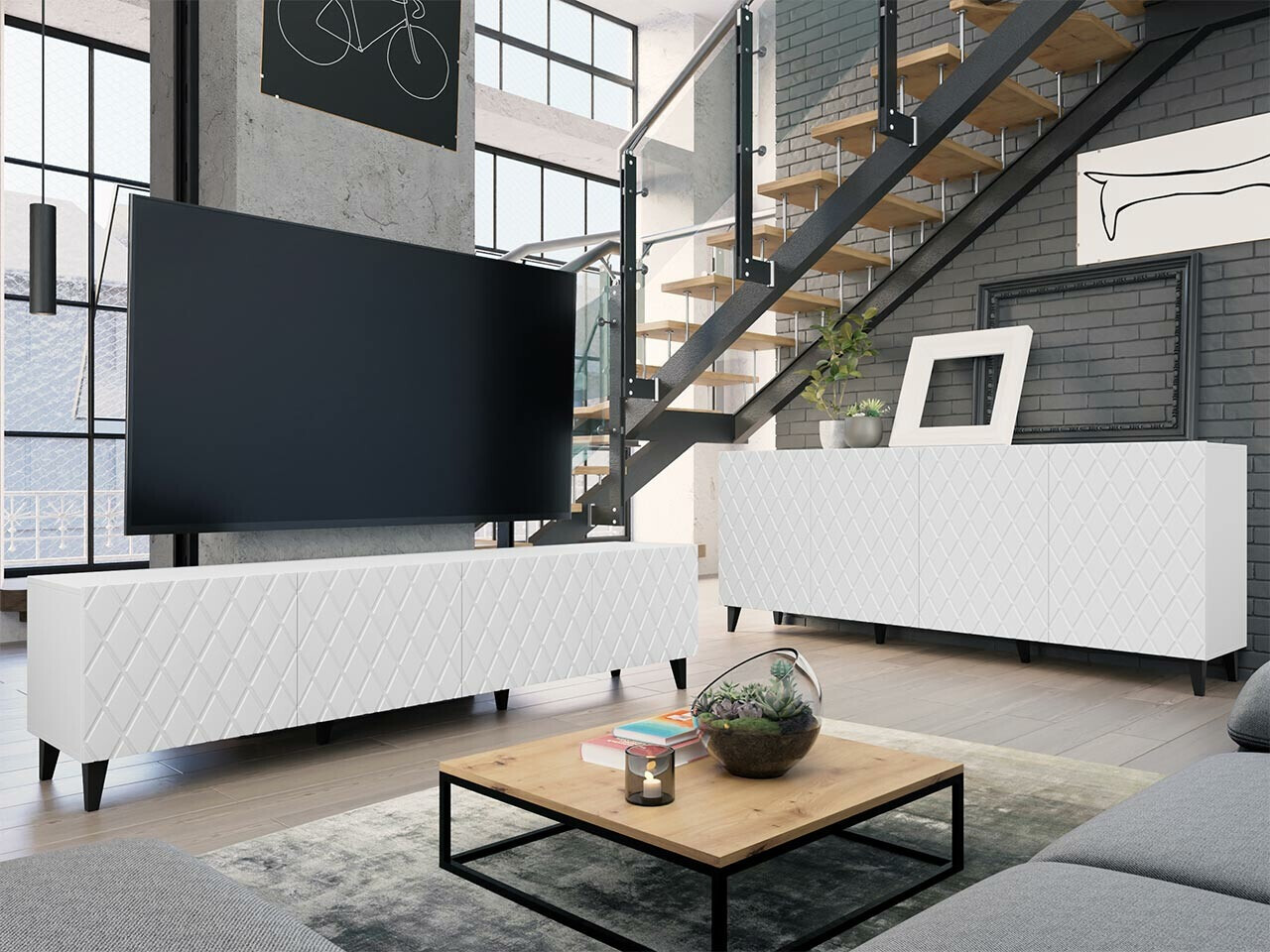 Parete attrezzata Charlotte 188 (Bianco)