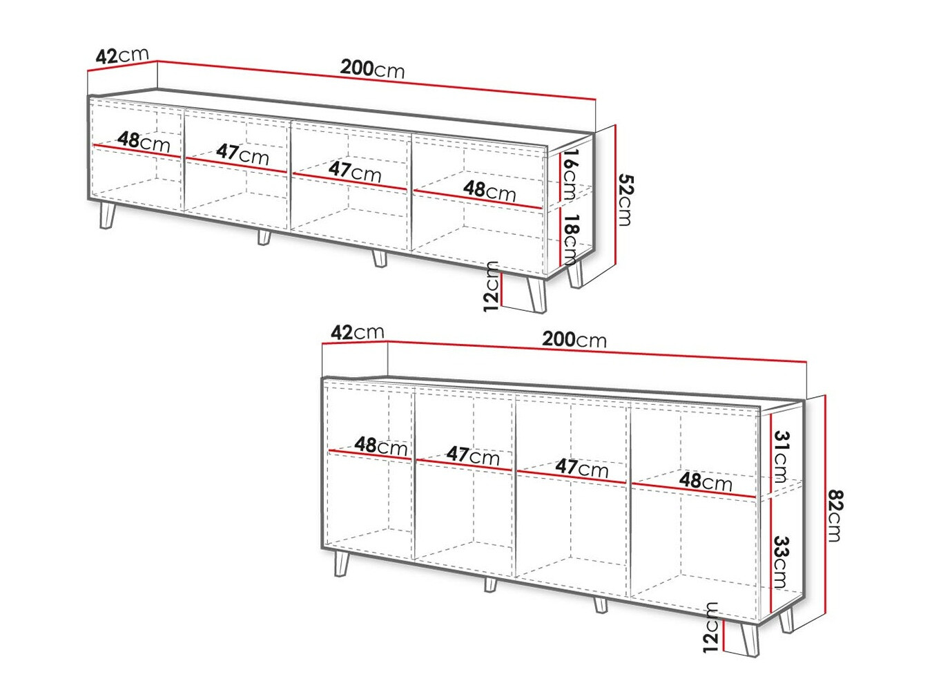 Parete attrezzata Charlotte 188 (Bianco)