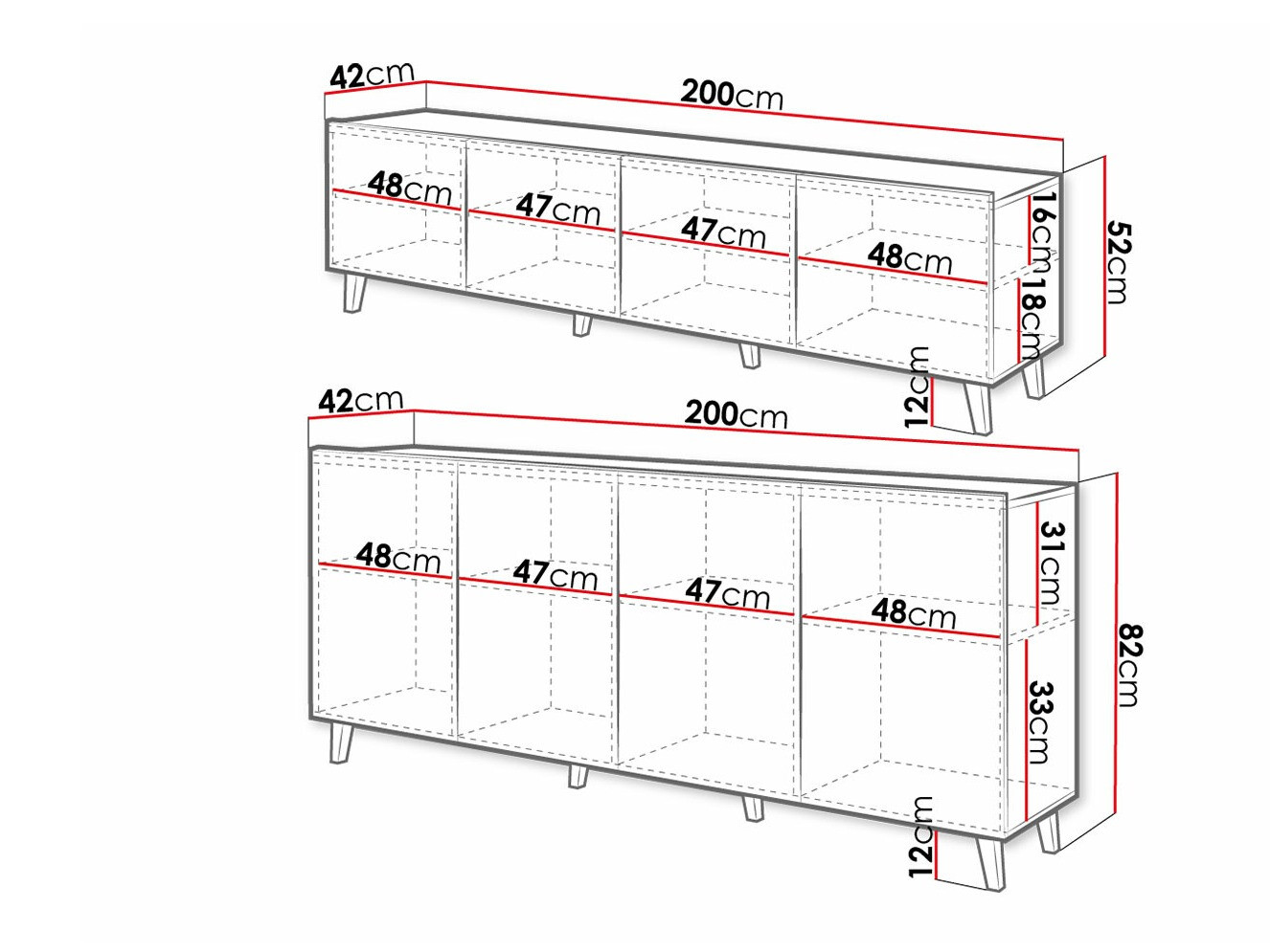 Parete attrezzata Charlotte 212 (Bianco)