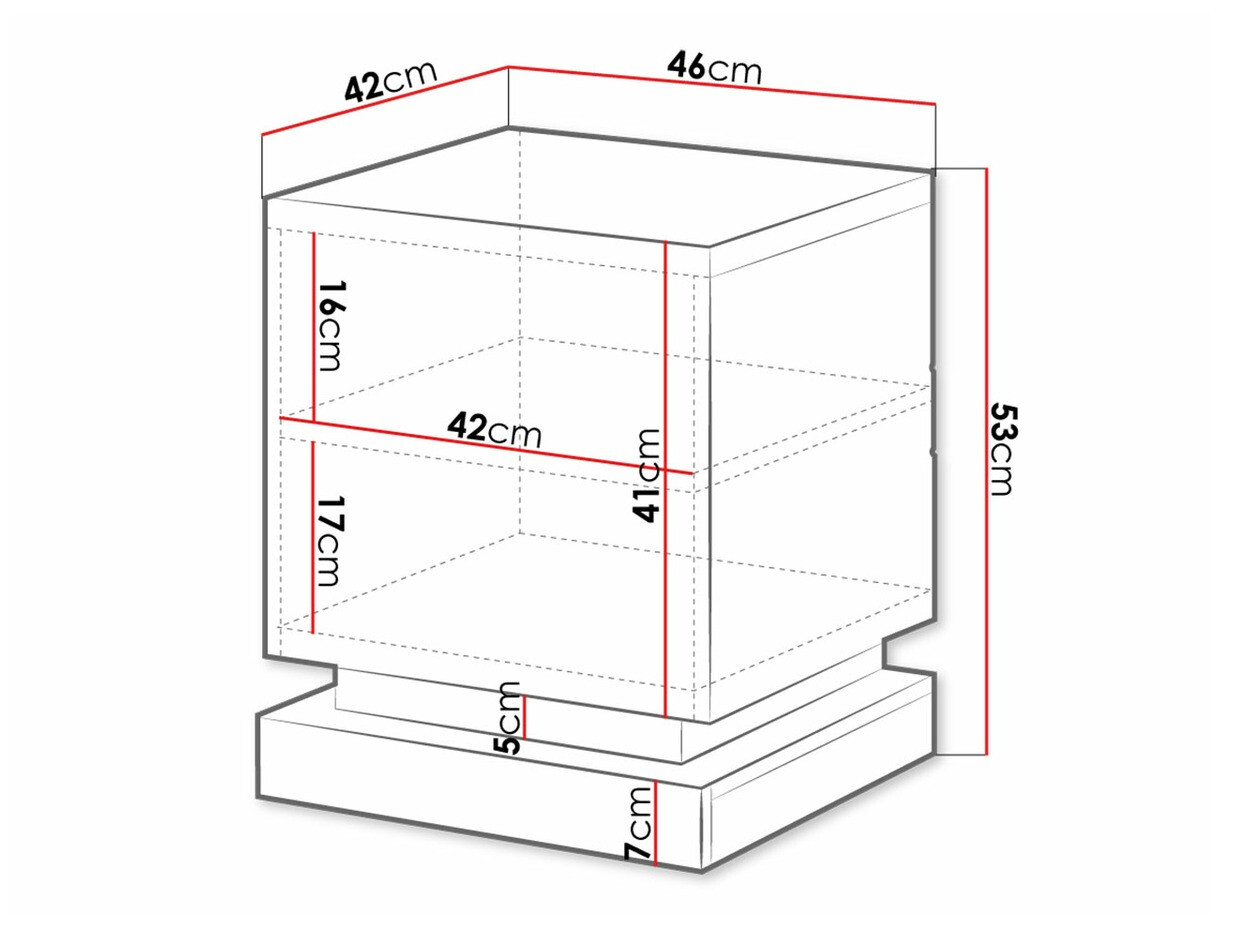 Set di comodini Linar (Bianco + Bianco lucido)
